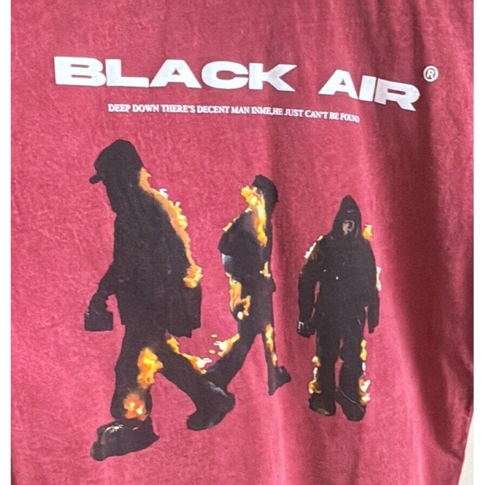 Men's Short Sleeve tshirt Black Air Designs Maroon Red Size XL - Picture 2 of 4